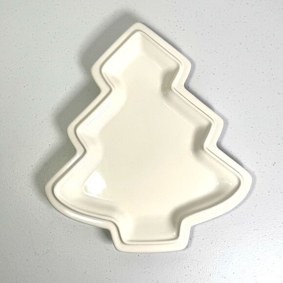 Pfaltzgraff Heritage All White Tree Plate Holiday Ceramic Christmas Serving Dish - Picture 1 of 7